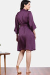 Zivame Paradise Garden Woven Robe - Dark Purple — thumbnail 3